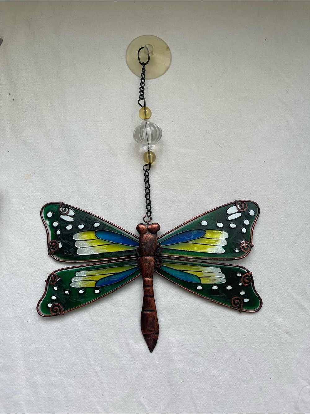 Stained Glass Suncatcher Window Ornament Wired Dragonfly